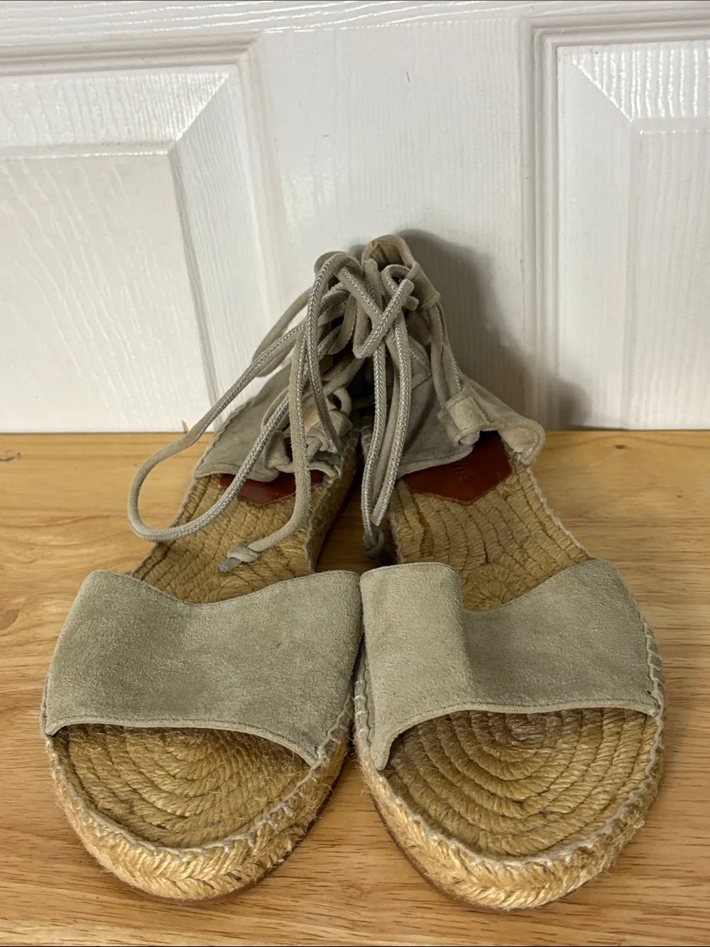 Diane Von Furstenberg Dakota Suede Gladiator Espadrille Taupe Sandals Size 9